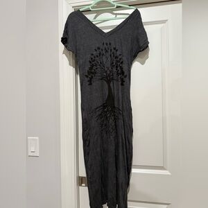 SURE heather gray and black tree of life dress